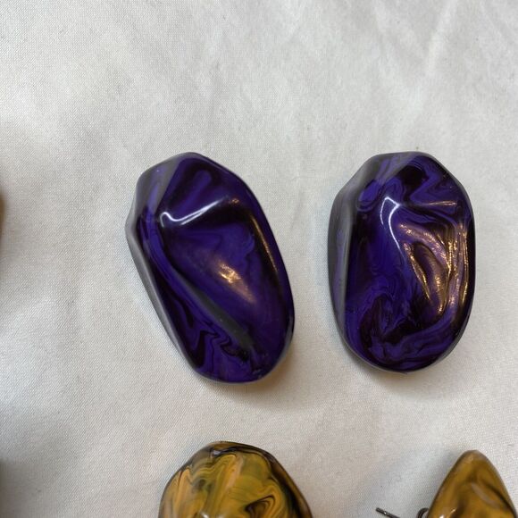 Vintage 80's Earrings Acrylic Pour Paint Stud Post 1"  Fashion Express Bundle - Picture 4 of 6
